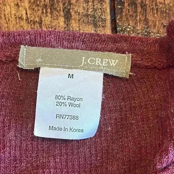 J. Crew | 90’s Mauve Wool Blend Cardigan w/Ruffle Detail - Picture 2 of 6